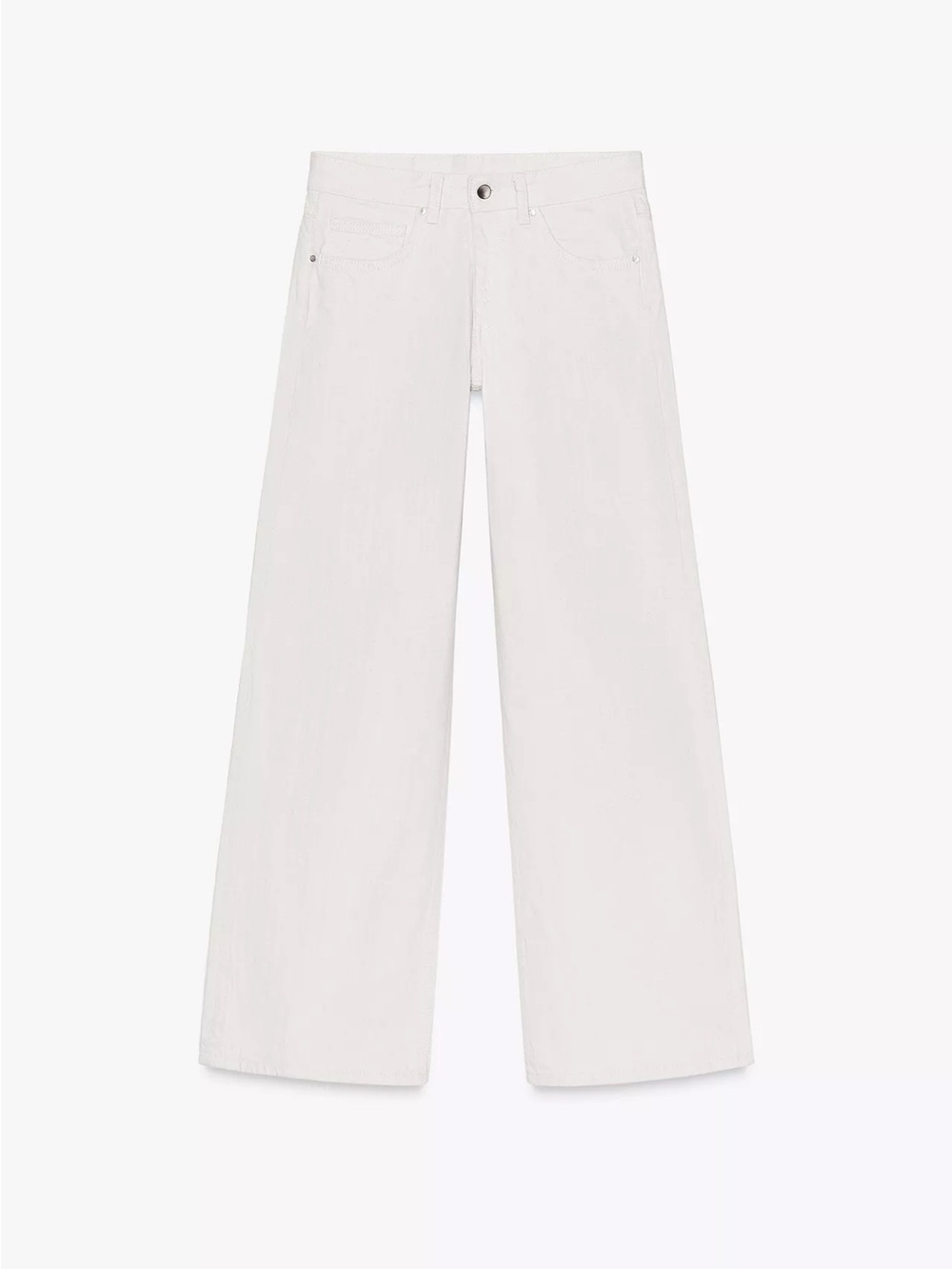 Women’s Wide-Leg Low Rise Linen Blend Jeans in Oyster White